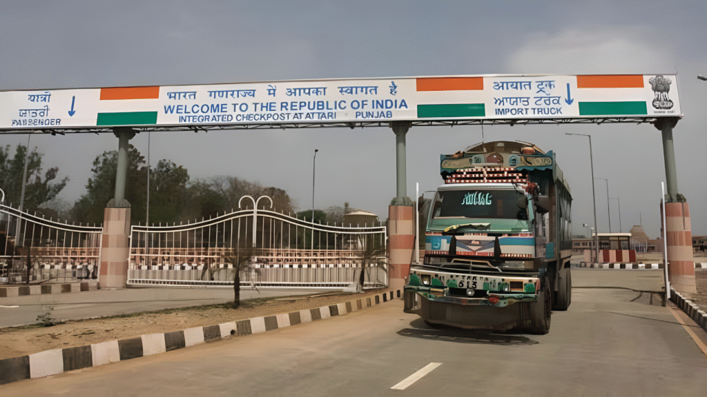 Afghan trucks Attari border
