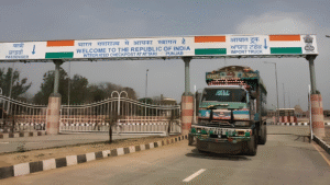 Afghan trucks Attari border