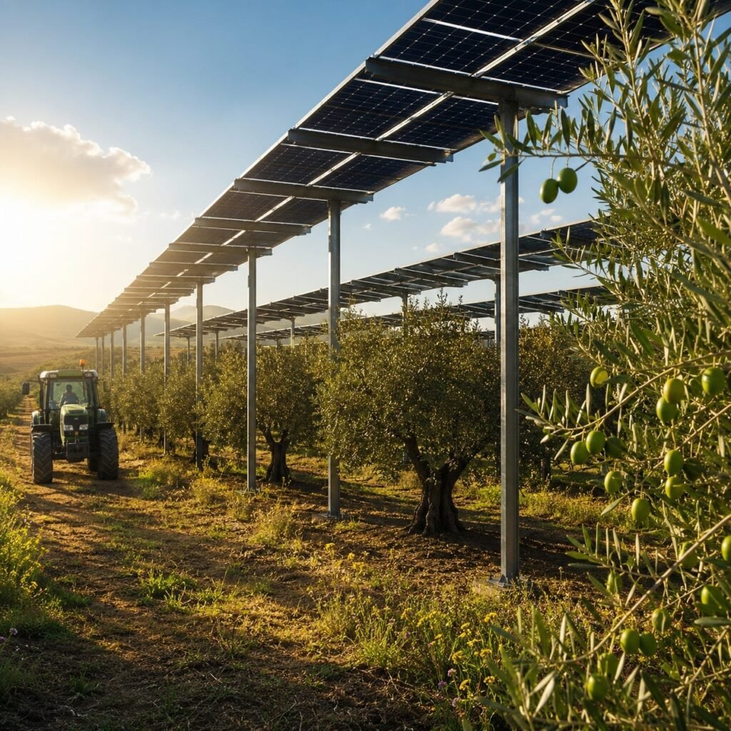 Spain Solar Panels Olive Groves
