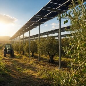 Spain Solar Panels Olive Groves