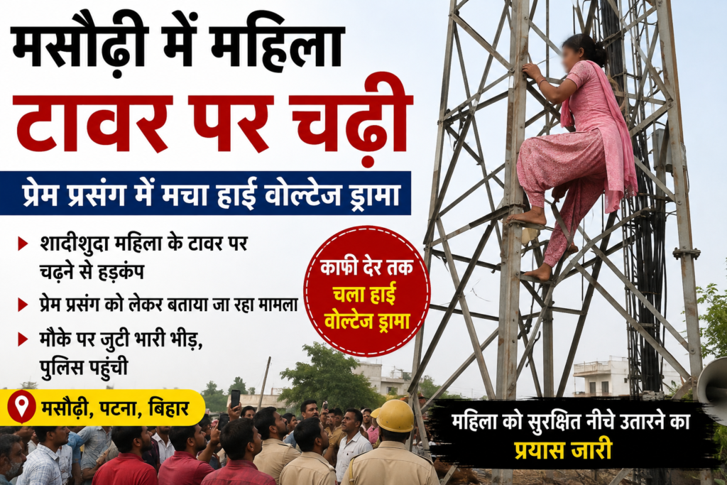 Masaurhi mahila tower par chadhi